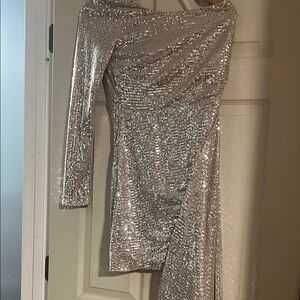 Windsor Silver One Shoulder Sequin Dress